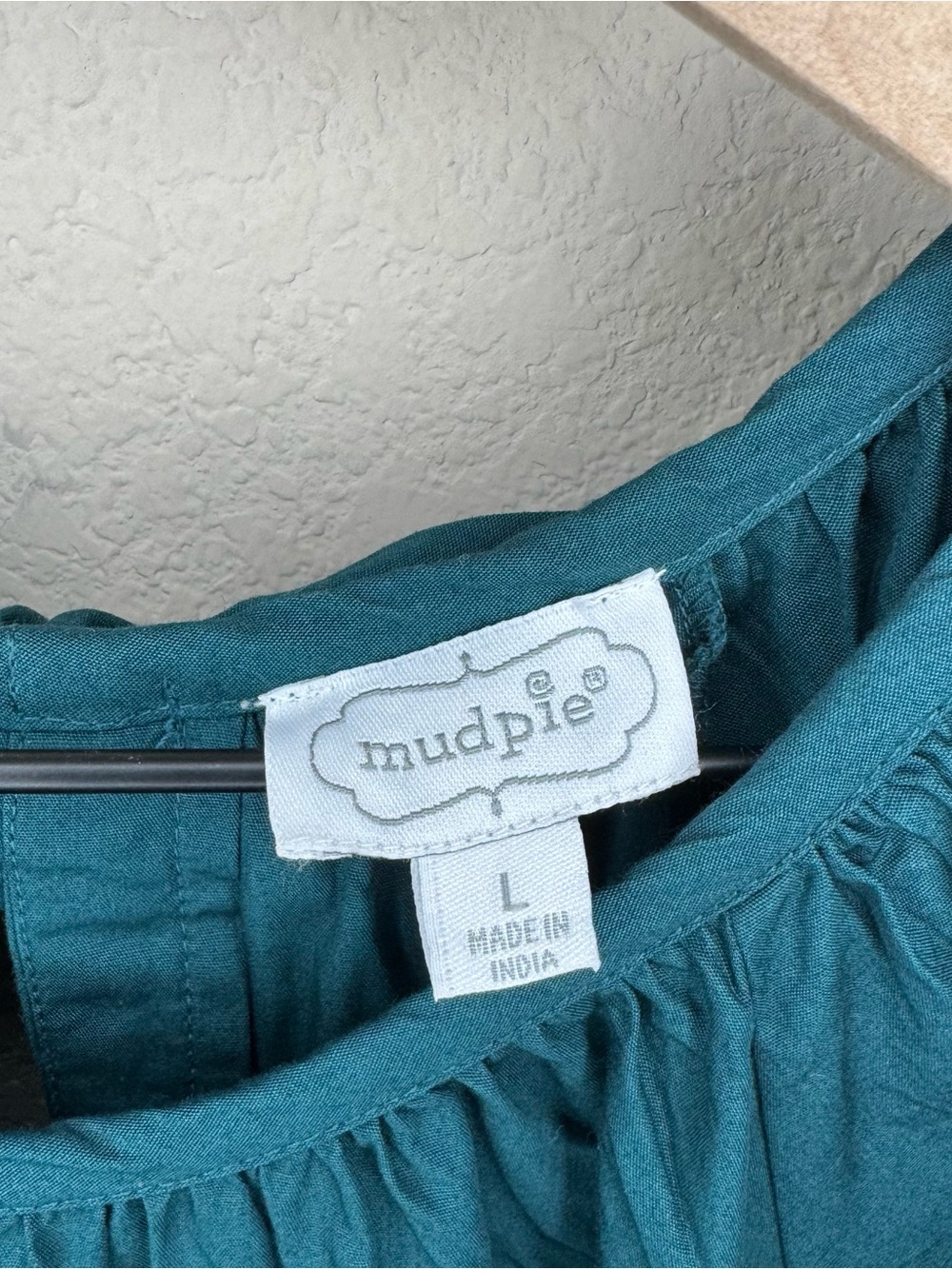 MUD PIE | Teal Tiered Puff-Sleeve Bow Back Dress Size Large - Picture 2 of 12